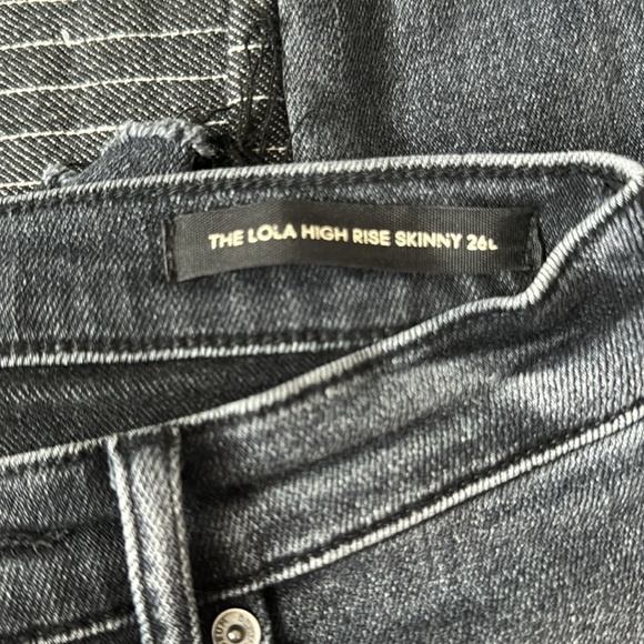 ARITZIA DENIM FORUM Lola High Rise Skinny Jeans 26L Black Rinsed Frayed Hem 25W - Picture 10 of 11